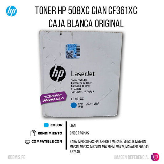 Toner HP 508XC CF361XC Cian M552dn, M553dn 9,500 pag, Original