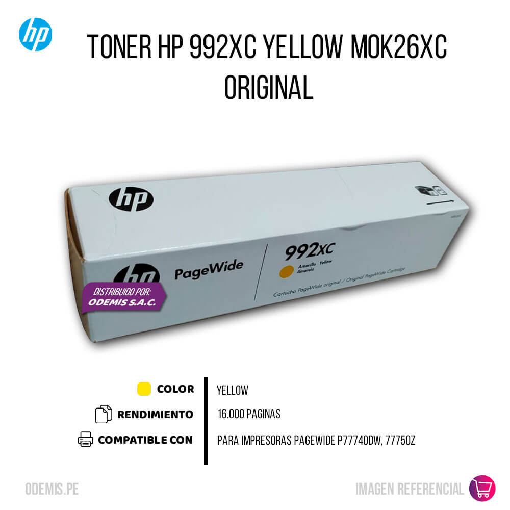 Tinta HP 992XC M0K26XC Yellow P77740Dw, 77750Z 16,000 pag