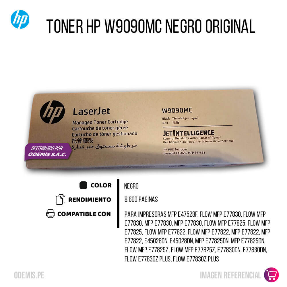 Toner HP W9090MC Negro E45028, E47528 8,600 pag, Original