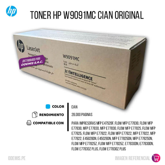 Toner Hp W9091MC Cian E45028, E47528 28,000 pag, Original
