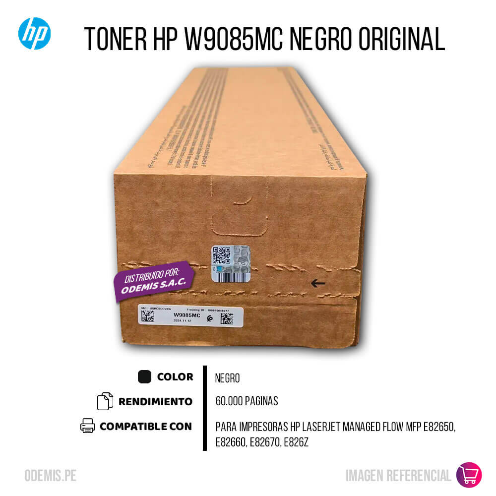 Toner Hp W9085MC Negro E82650, E82670, E826z 60,000 pag, Original