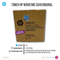 Toner Hp W9061MC Cian E55040, E57540,M553Xm 12,500 pag