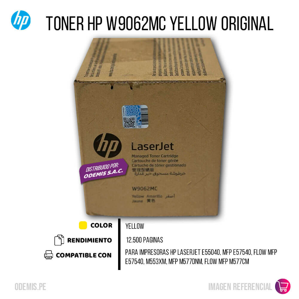 Toner Hp W9062MC Yellow E55040, E57540,M553Xm 12,500 pag