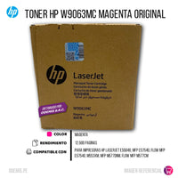 Toner Hp W9063MC Magenta E55040, E57540,M553Xm 12,500 pag