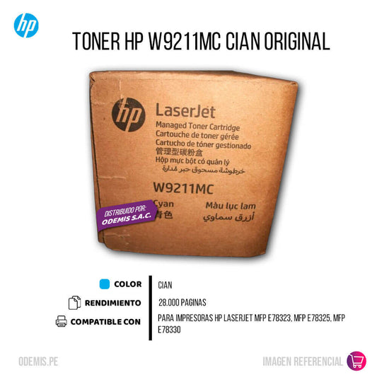 Toner Hp W9211MC Cyan E78323, E78325, E78330 28,000 pag
