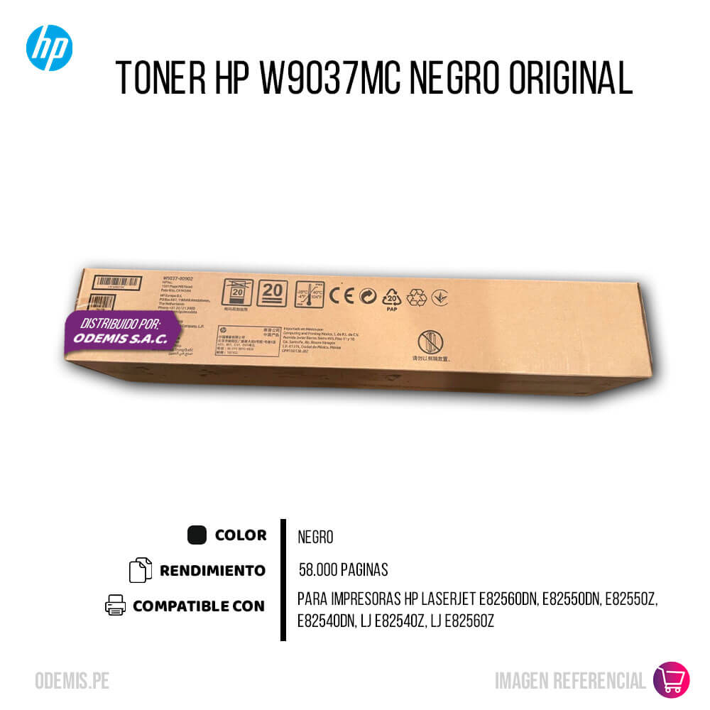 Toner Hp W9037MC Negro E82560dn, E82550z, E82540dn 58,000 pag