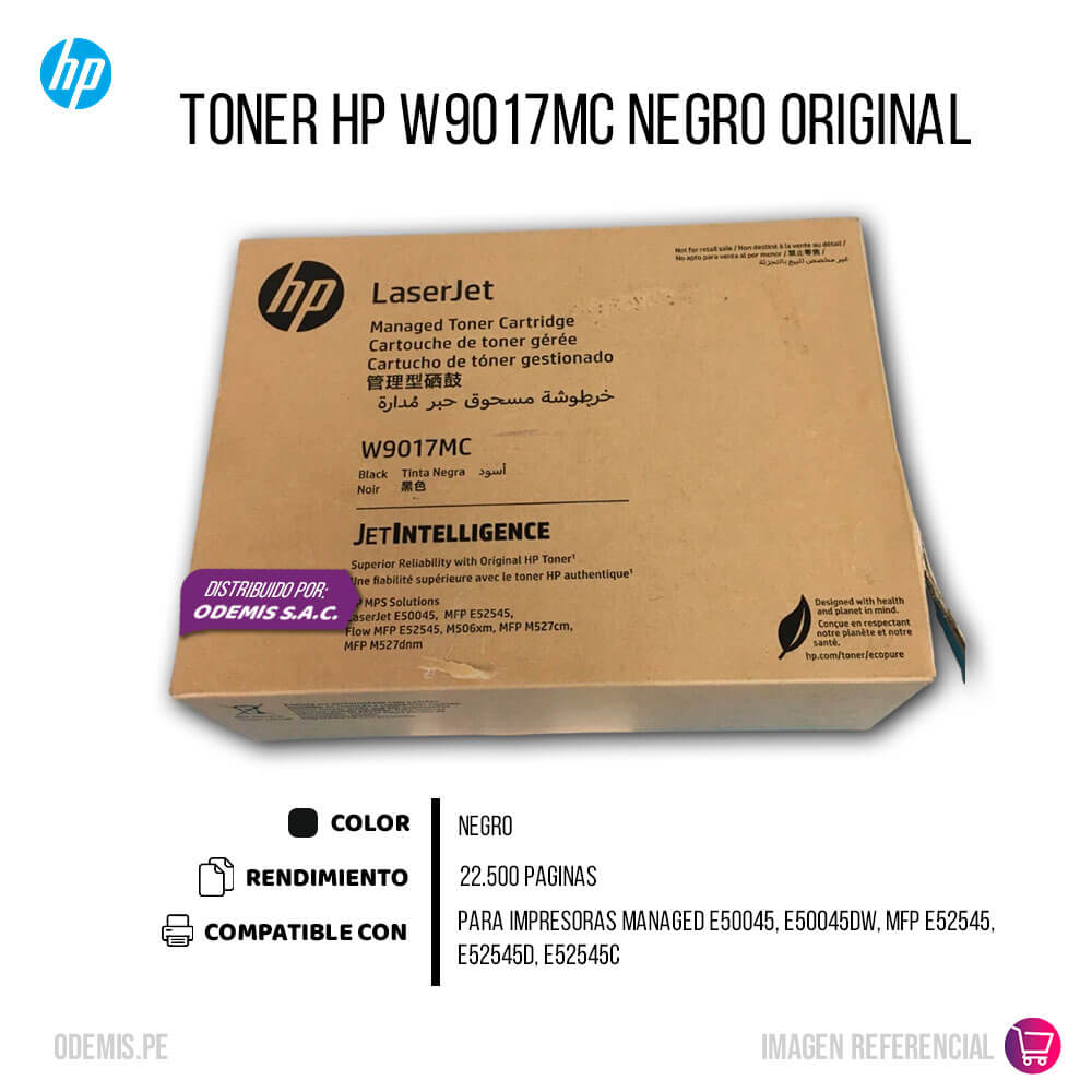 Toner Hp W9017MC Negro E50045, E52545D 22,500 pag Original