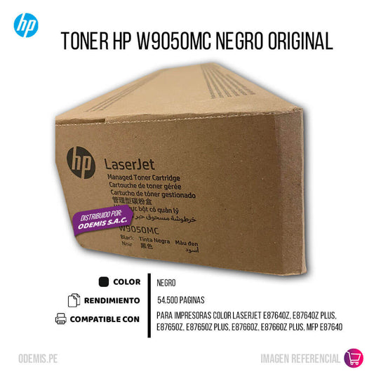 Toner Hp W9050MC Negro E87640z, E87660z 54,500 pag Original