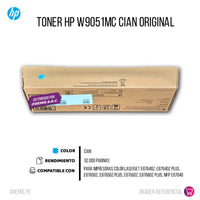 Toner Hp W9051MC Cian E87660DN, E87640z 52,000 pag Original