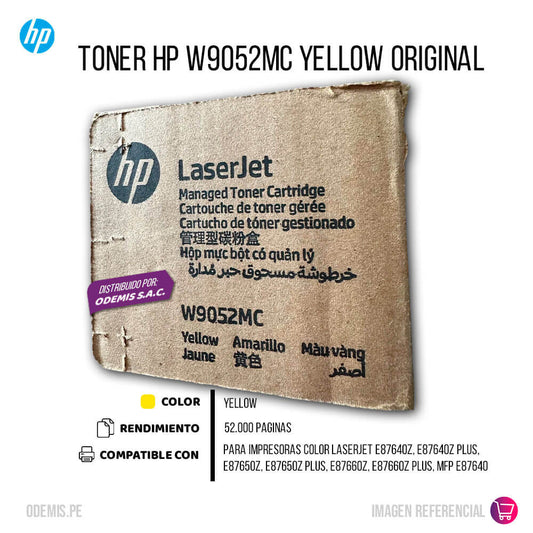 Toner Hp W9052MC Yellow E87640Z, MFP E87650Z 52,000 pag Original