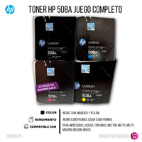 Toner Hp 508A M577, M552, M553 Pack Completo Original