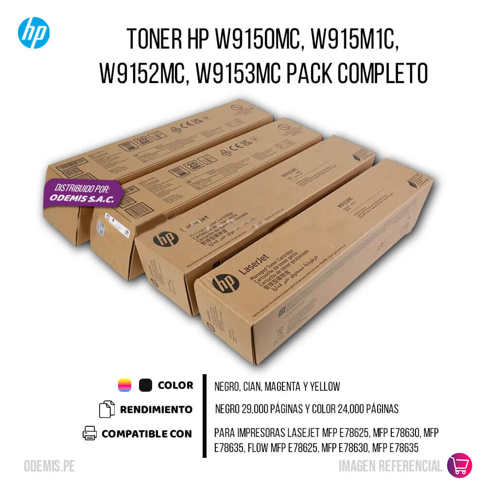 Toner Hp W9150MC, W915M1C, W9152MC, W9153MC Pack Completo