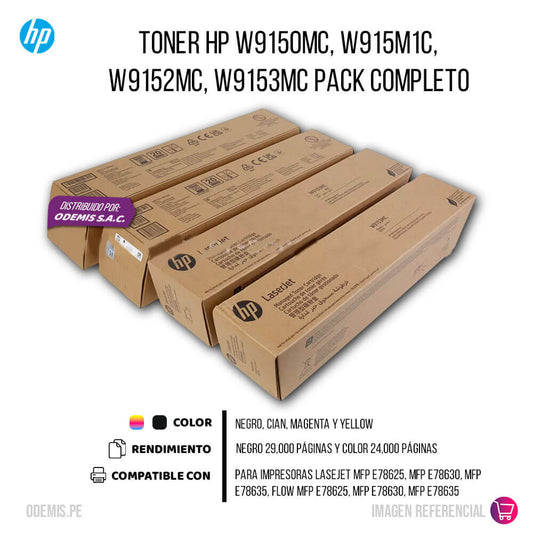 Toner Hp W9150MC, W915M1C, W9152MC, W9153MC Pack Completo