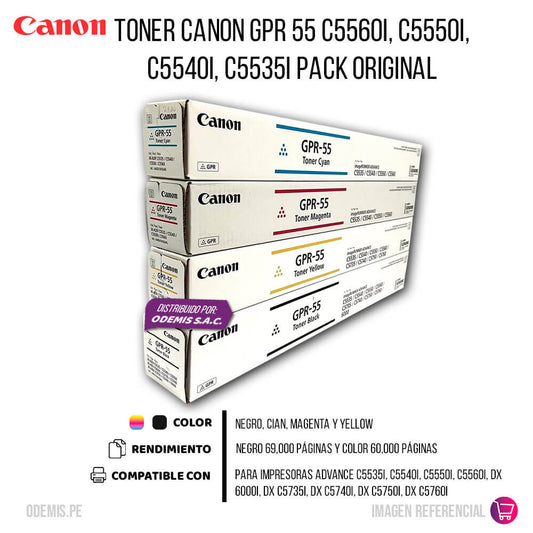 Toner Canon GPR 55 C5560i, C5550i, C5540i, C5535i Pack Original