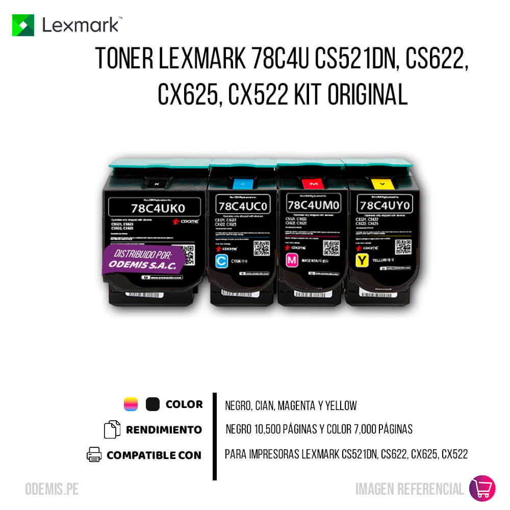 Toner Lexmark 78C4U CS521DN, CS622, CX625, CX522 Kit Original