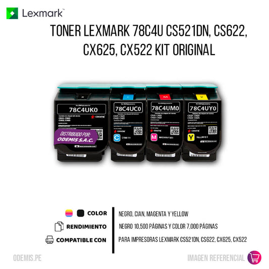 Toner Lexmark 78C4U CS521DN, CS622, CX625, CX522 Kit Original