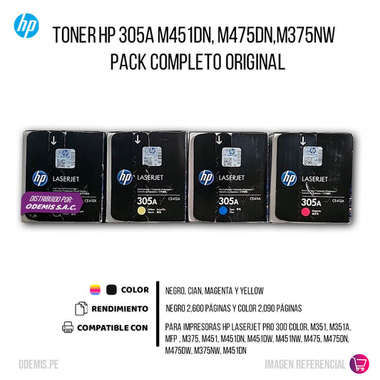 Toner Hp 305A M451dn, M475dn,M375nw Pack Completo Original