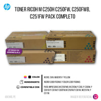 Toner Ricoh M C250H C250FW, C250FWB, C251FW Pack Completo