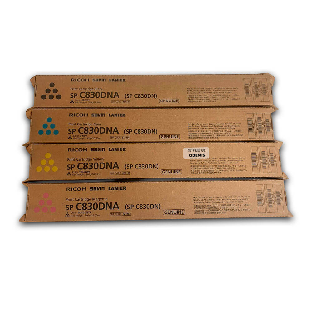 Toner Ricoh SP C830DNA , SP C831DN Pack Completo Original