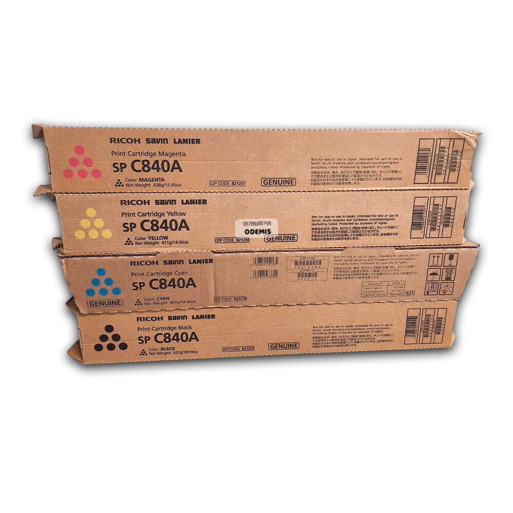 Toner Ricoh SP C840A, SP C842A CYMK Original Pack Completo