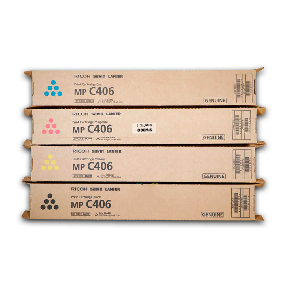Toner Ricoh MP C406, MP C407, MP C306, MP C307 Pack Completo