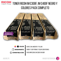 Toner Ricoh IM C300F, IM C400F Negro y Colores Pack Completo