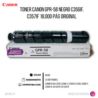 Toner Canon GPR-58 Negro C356iF, C357iF 18,000 pág Original
