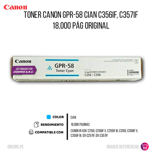 Toner Canon GPR-58 Cian C356iF, C357iF 18,000 pág Original