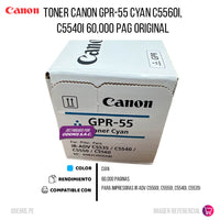 Toner Canon GPR-55 Cyan C5560i, C5540i 60,000 Pag Original