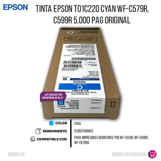 Tinta Epson T01C220 Cyan WF-C579R, C599R 5,000 Pag Original