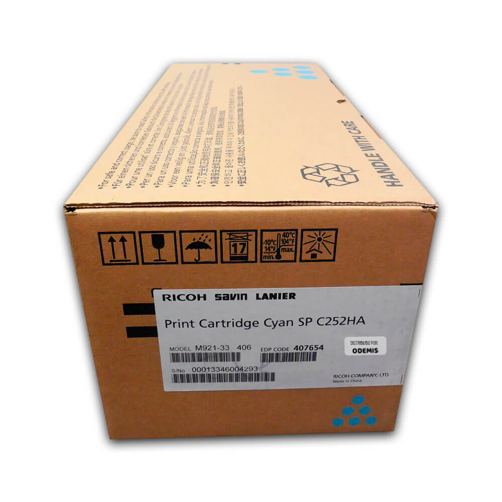 Toner Ricoh 407654 Cyan SP C252DN, C262DN 6,000 pag Original