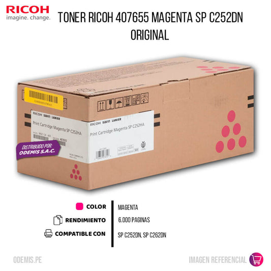Toner Ricoh 407655 Magenta SP C252DN, C262DN 6,000 pag Original
