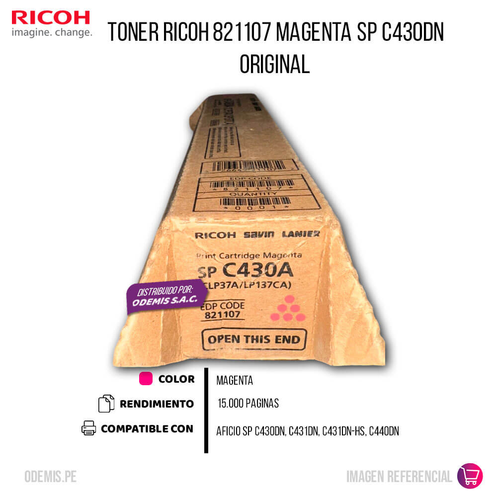 Toner Ricoh 821107 Magenta SP C430Dn, C431Dn 15,000 pag Original
