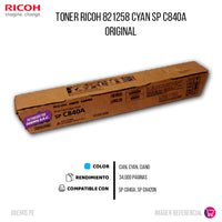 Toner Ricoh 821258 Cyan SP C840A, C842dn 34,000 pag Original