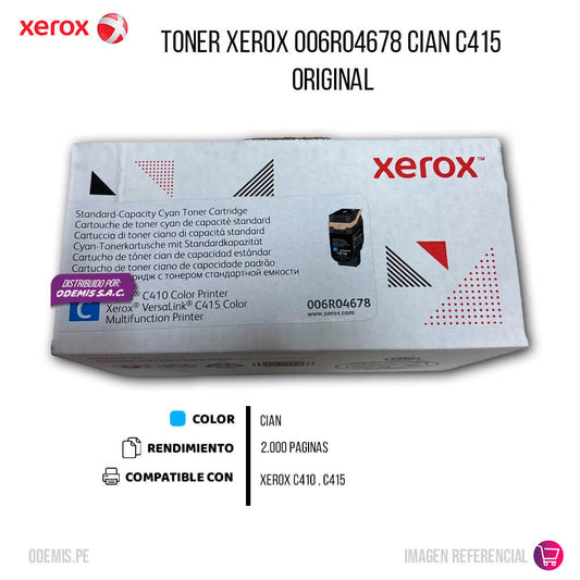 Toner Xerox 006R04678 Cyan C410 , C415 2,000 Pág Original