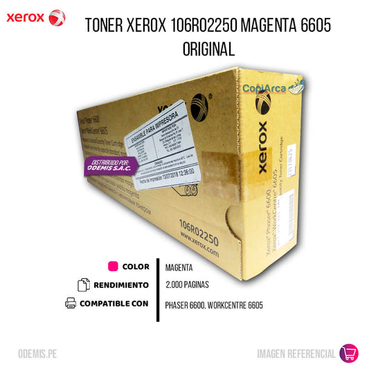 Toner Xerox 106R02250 Magenta PH 6600, WC 6605 2,000 pag