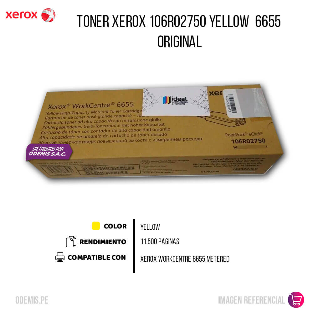 Toner Xerox 106R02750 Yellow Workcentre 6655 11,500 pág