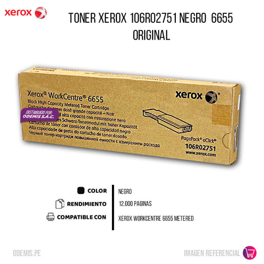 Toner Xerox 106R02751 Negro Workcentre 6655 12,000 pág