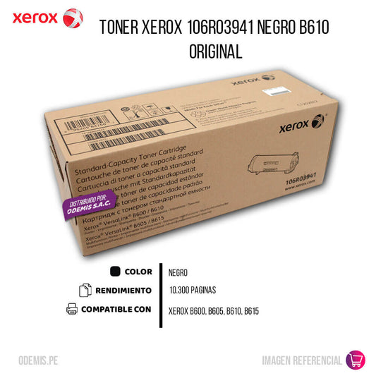 Toner Xerox 106R03941 Negro B600, B605, B610, B615 10,300 pág
