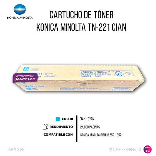 Toner Konica TN-221C Cian A8K3430 21K Pág. C227 Original