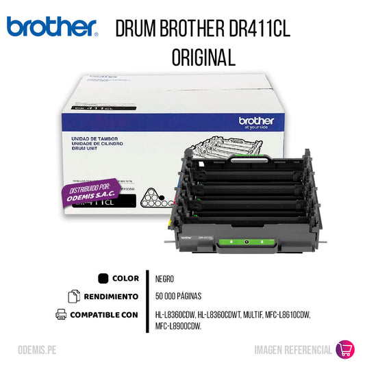 Tambor Brother DR411CL 50K Pág. L8900cdw, 8360cdw original