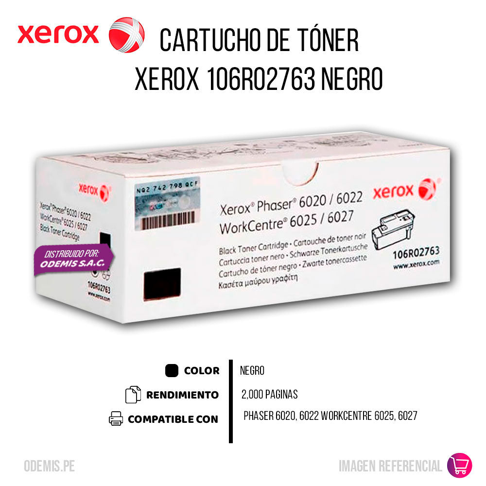 Toner Xerox 106R02763 Black 2K Pág. 6020 Original