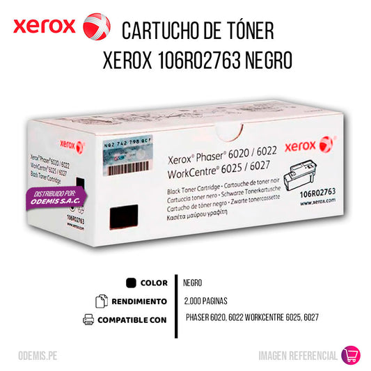 Toner Xerox 106R02763 Black 2K Pág. 6020 Original