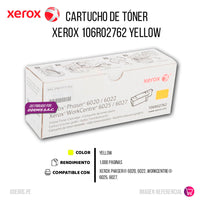 Toner Xerox 106R02762 Yellow 1K Pág. 6020 Original