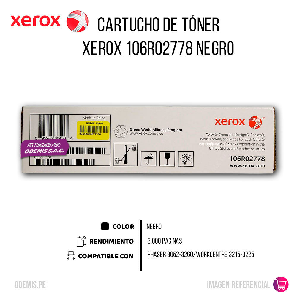 Toner Xerox 106R02778 Negro 3K Pág. 3225 Original