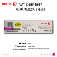 Toner Xerox 106R02778 Negro 3K Pág. 3225 Original