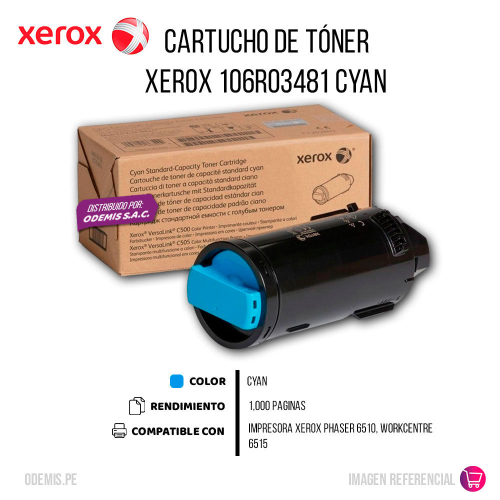 Toner Xerox 106R03481 Cyan 1K Pág. 6515 Original