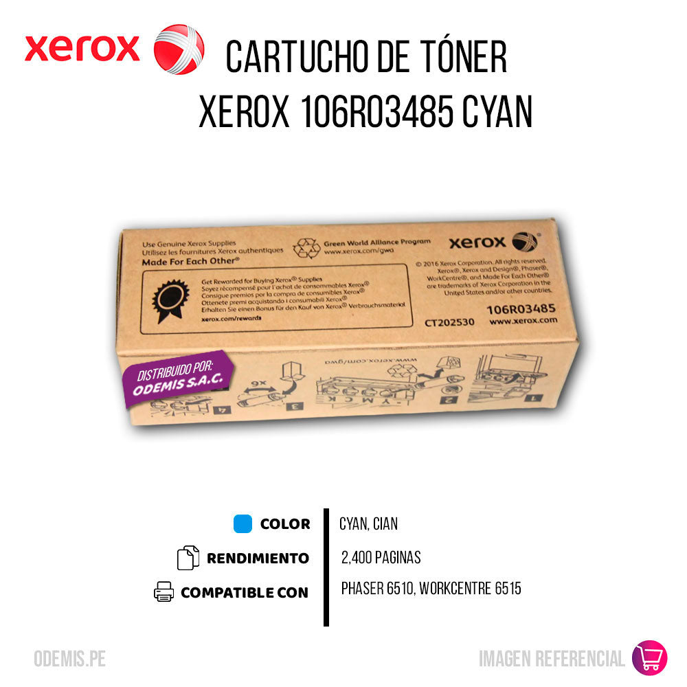 Toner Xerox 106R03485 Cyan 2400 Pág. 6515 Original