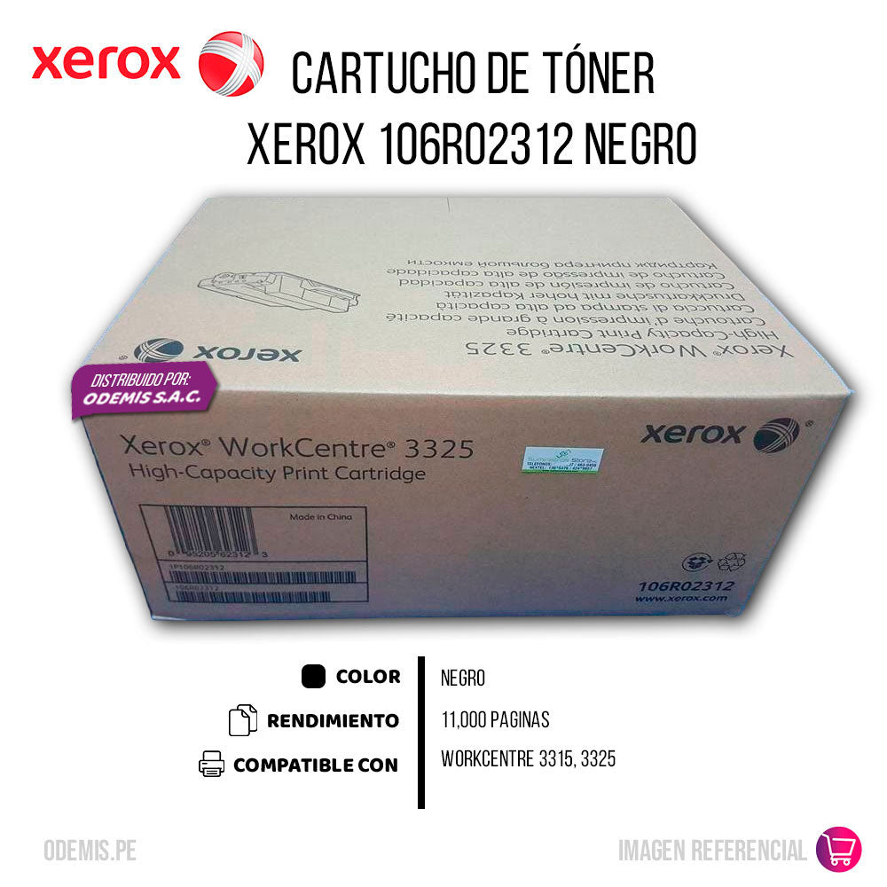 Toner Xerox 106R02312 Negro 11K Pág. 3325 Original