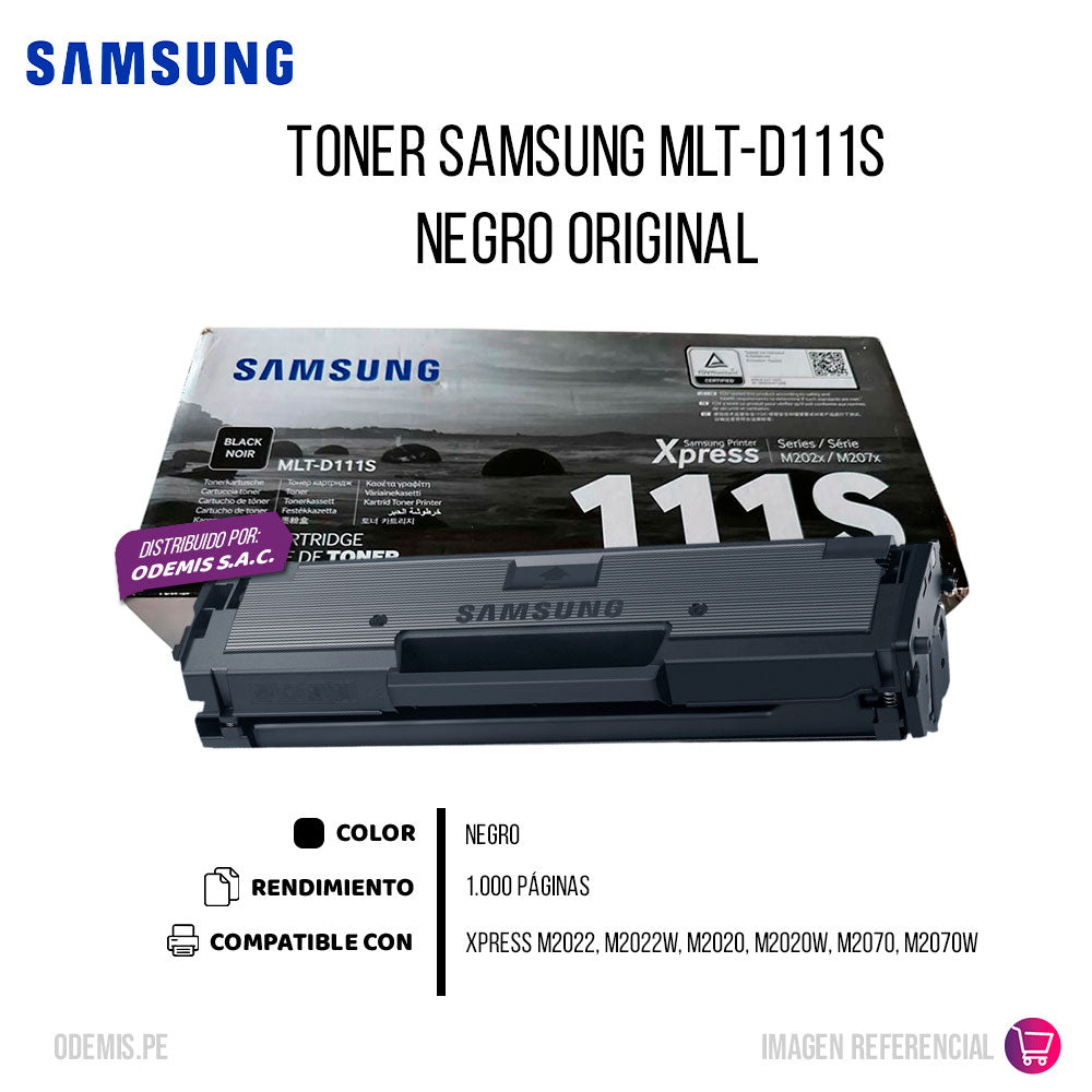 Toner Samsung Mlt-D111S Negro 1K Pág. M2022 Original